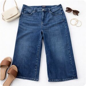 NYDJ Not Your Daughter’s Crop Jeans Wide Leg Size 12 Blue Stretch Denim